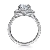 Clearance Gabriel & Co. Georgie - 14K White Gold Round Three Stone Lotus Diamond Engagement Ring
