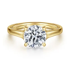 Sale Gabriel & Co. Gia - 14K Yellow Gold Round Diamond Engagement Ring