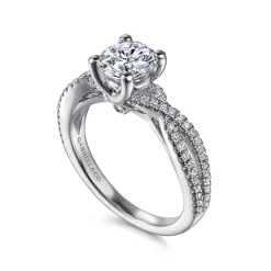 Discount Gabriel & Co. Gina - 14K White Gold Round Twisted Diamond Engagement Ring