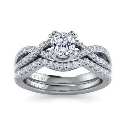 Online Gabriel & Co. Gina - 14K White Gold Twisted Cushion Cut Diamond Engagement Ring