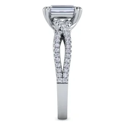 Sale Gabriel & Co. Gina - 14K White Gold Twisted Emerald Cut Diamond Engagement Ring