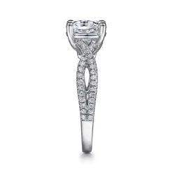 New Gabriel & Co. Gina - 14K White Gold Twisted Oval Diamond Engagement Ring