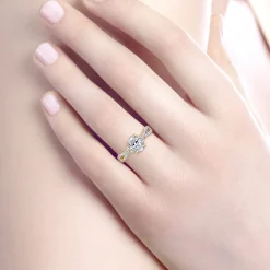 Best Gabriel & Co. Gina - 14K Yellow Gold Twisted Oval Diamond Engagement Ring