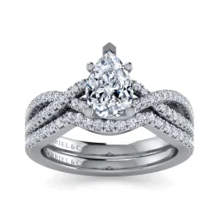 Clearance Gabriel & Co. Gina - Platinum Pear Shape Twisted Diamond Engagement Ring