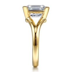 Online Gabriel & Co. Giocanda - 14K Yellow Gold Split Shank Half Bezel Emerald Cut Diamond Engagement Ring