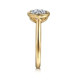 Sale Gabriel & Co. Giovana - 14K Yellow Gold Bezel Set Round Diamond Engagement Ring