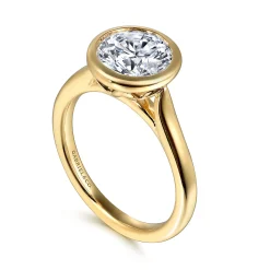 Sale Gabriel & Co. Giovana - 14K Yellow Gold Bezel Set Round Diamond Engagement Ring