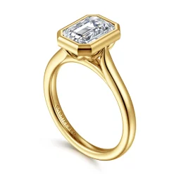 Clearance Gabriel & Co. Giovana - 14K Yellow Gold Emerald Cut Bezel Set Diamond Engagement Ring