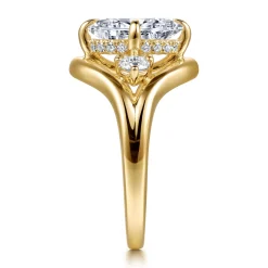 Gabriel & Co. Grand - 14K Yellow Gold Compass Prong Oval Three Stone Diamond Engagement Ring