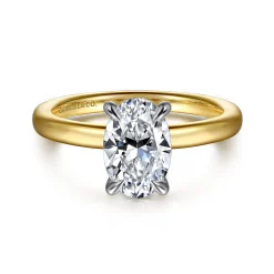 Clearance Gabriel & Co. Grasey - 14K White-Yellow Gold Oval Diamond Engagement Ring
