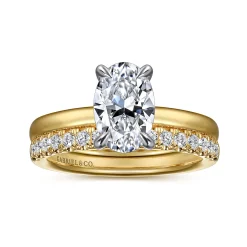 Clearance Gabriel & Co. Grasey - 14K White-Yellow Gold Oval Diamond Engagement Ring