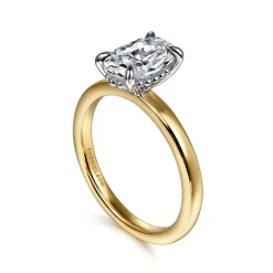 Clearance Gabriel & Co. Grasey - 14K White-Yellow Gold Oval Diamond Engagement Ring