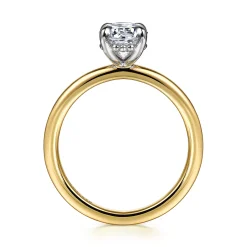 Clearance Gabriel & Co. Grasey - 14K White-Yellow Gold Oval Diamond Engagement Ring