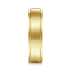 Best Gabriel & Co. Grayson - 14K Yellow Gold 6mm - Beveled Edge Men's Wedding Band in Satin Finish