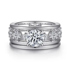 New Gabriel & Co. Gretchen - 14K White Gold Round Diamond Engagement Ring