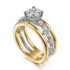 Online Gabriel & Co. Gretchen - 14K White-Yellow Gold Round Diamond Engagement Ring