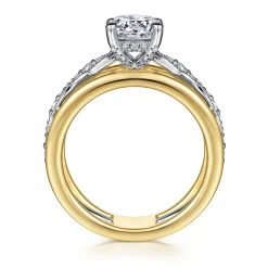 Clearance Gabriel & Co. Halette - 14K White-Yellow Gold Round Diamond Engagement Ring