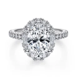 Best Gabriel & Co. Hamilton - 14K White Gold Oval Halo Diamond Engagement Ring