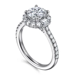 Hot Gabriel & Co. Hamilton - 14K White Gold Round Halo Diamond Engagement Ring