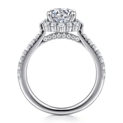 Hot Gabriel & Co. Hamilton - 14K White Gold Round Halo Diamond Engagement Ring