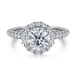 Hot Gabriel & Co. Hamilton - 14K White Gold Round Halo Diamond Engagement Ring
