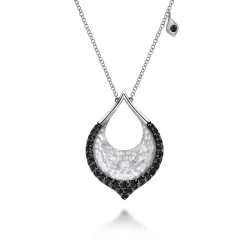 Clearance Gabriel & Co. Hammered 925 Sterling Silver Black Spinel Teardrop Pendant Necklace