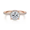 New Gabriel & Co. Hart - 14K Rose Gold Cushion Hidden Halo Diamond Engagement Ring