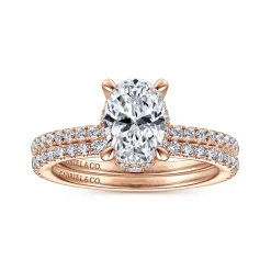 Hot Gabriel & Co. Hart - 14K Rose Gold Hidden Halo Oval Diamond Engagement Ring