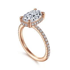 Hot Gabriel & Co. Hart - 14K Rose Gold Hidden Halo Oval Diamond Engagement Ring