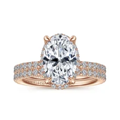 Hot Gabriel & Co. Hart - 14K Rose Gold Hidden Halo Oval Diamond Engagement Ring
