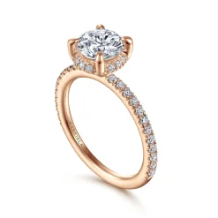 Sale Gabriel & Co. Hart - 14K Rose Gold Hidden Halo Round Diamond Engagement Ring