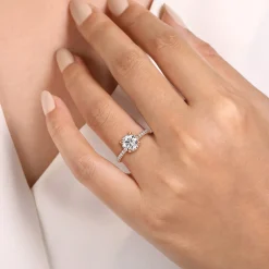 Sale Gabriel & Co. Hart - 14K Rose Gold Hidden Halo Round Diamond Engagement Ring