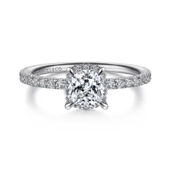 Online Gabriel & Co. Hart - 14K White Gold Cushion Hidden Halo Diamond Engagement Ring