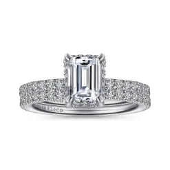 Hot Gabriel & Co. Hart - 14K White Gold Hidden Halo Emerald Cut Diamond Engagement Ring