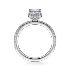 Hot Gabriel & Co. Hart - 14K White Gold Hidden Halo Emerald Cut Diamond Engagement Ring