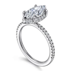 New Gabriel & Co. Hart - 14K White Gold Hidden Halo Marquise Shape Diamond Engagement Ring