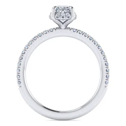 New Gabriel & Co. Hart - 14K White Gold Hidden Halo Oval Diamond Engagement Ring