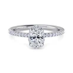 New Gabriel & Co. Hart - 14K White Gold Hidden Halo Oval Diamond Engagement Ring