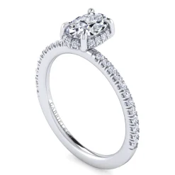New Gabriel & Co. Hart - 14K White Gold Hidden Halo Oval Diamond Engagement Ring