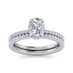 New Gabriel & Co. Hart - 14K White Gold Hidden Halo Oval Diamond Engagement Ring