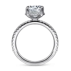 Clearance Gabriel & Co. Hart - 14K White Gold Hidden Halo Oval Diamond Engagement Ring