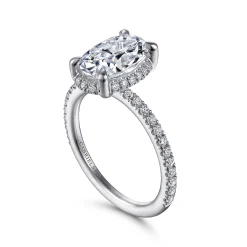 New Gabriel & Co. Hart - 14K White Gold Hidden Halo Oval Diamond Engagement Ring