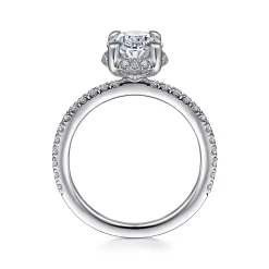 New Gabriel & Co. Hart - 14K White Gold Hidden Halo Oval Diamond Engagement Ring