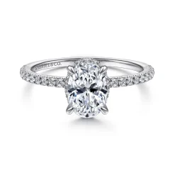 Best Gabriel & Co. Hart - 14K White Gold Hidden Halo Oval Diamond Engagement Ring