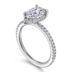 Gabriel & Co. Hart - 14K White Gold Hidden Halo Pear Shape Diamond Engagement Ring