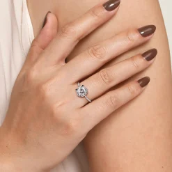 Discount Gabriel & Co. Hart - 14K White Gold Hidden Halo Round Diamond Engagement Ring