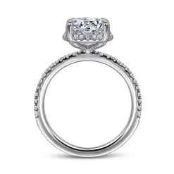 Discount Gabriel & Co. Hart - 14K White Gold Hidden Halo Round Diamond Engagement Ring