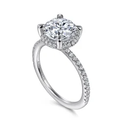 Discount Gabriel & Co. Hart - 14K White Gold Hidden Halo Round Diamond Engagement Ring