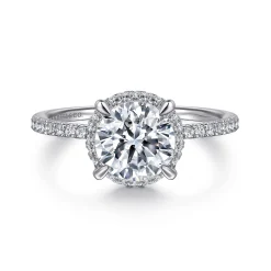 Discount Gabriel & Co. Hart - 14K White Gold Hidden Halo Round Diamond Engagement Ring