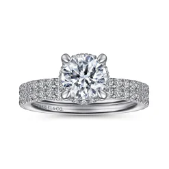 Hot Gabriel & Co. Hart - 14K White Gold Hidden Halo Round Diamond Engagement Ring